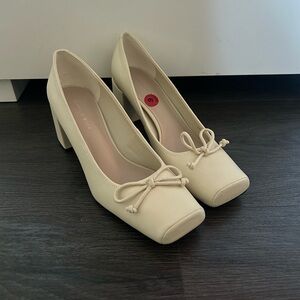 Charles & Keith Cream Bow Heels